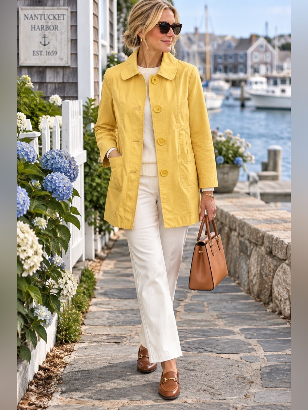 Vintage Talbots Yellow Cotton Car Coat Jacket Size 10 Made in Japan